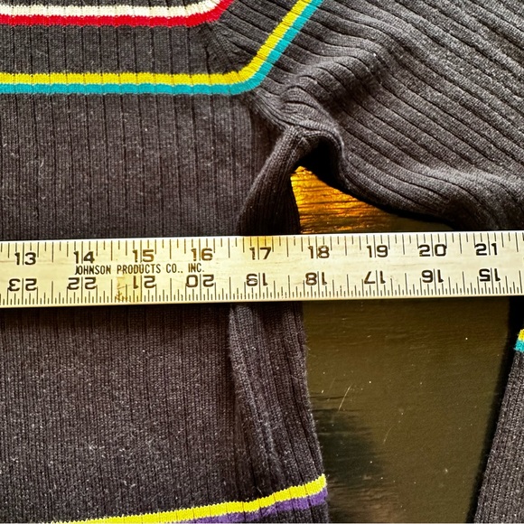 Retro Evan Picone Blue Striped Colorful Pride LGBT Sweater - Picture 5 of 9